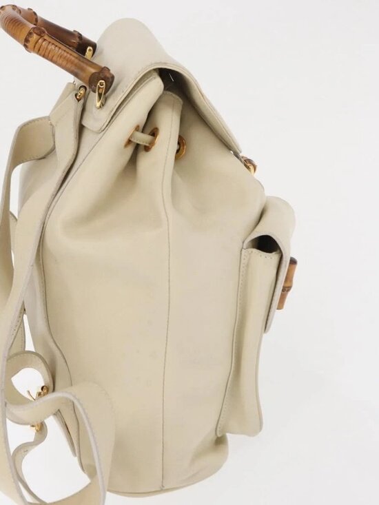 GUCCI Bamboo Backpack Leather Ivory Gold 003 2058 0016 Auth 166281 main image 4